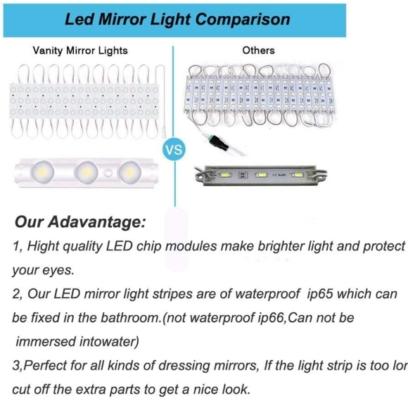 Led Vanity Mirror Lights, Hollywood Style Vanity Make Up Light, 10ft Ultra Brigh - Picture 4 of 10